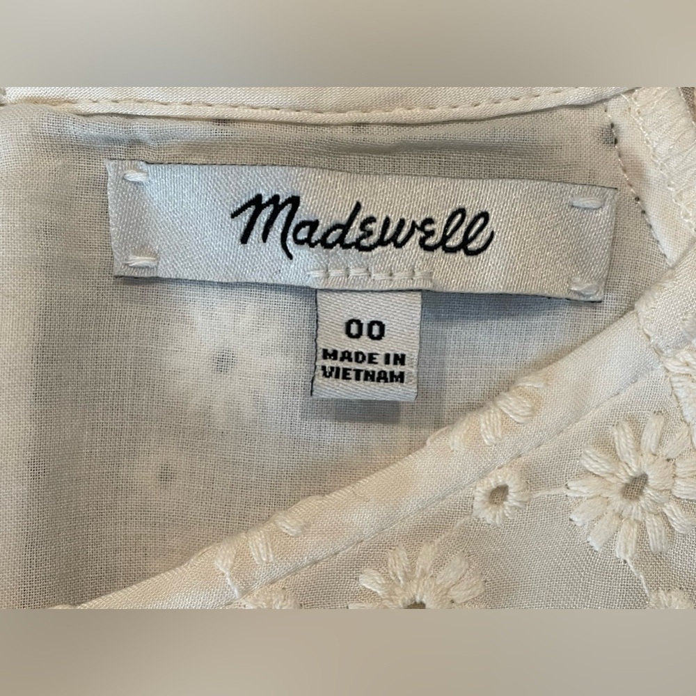 Madewell Eyelet Tassel-Tie Mini Dress in Cream Size 00 Like New Condition - Picture 7 of 8